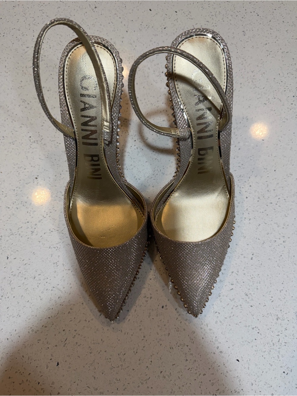 Gianni Bini Metallic Gold Pointed Slingback Heels